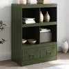 Image de vidaXL Buffet vert olive 67x39x95 cm acier, armoire, armoire de rangement, buffet haut, armoire latérale, armoire haute, 841803