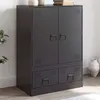 Image de vidaXL Buffet haut noir 67x39x95 cm acier, armoire, armoire de rangement, buffet haut, armoire latérale, armoire haute, 841805