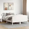 Image de vidaXL Cadre de Lit et Tête de Lit, Lit Double avec Sommier à Lattes, Lit Adulte, Meuble de Chambre à Coucher, Blanc 140x190 3216180