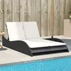 Image de vidaXL Chaise Longue avec Coussins, Lit de Repos avec Dossier Réglable, Bain de Soleil, Meuble de Jardin Extérieur, Moderne, 368287
