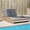 Image de Chaise longue vidaxl en resine tressee L. 205 cm beige H. 73 cm non empilable non pliable