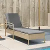 Image de vidaXL Chaise longue avec coussin beige 63x200x81 cm résine tressée, lit de bronzage, chaise longue inclinable, lit de jour 368302