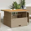 Image de Table de jardin beige 110x110x71 cm résine tressée bois acacia