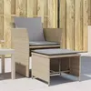 Image de vidaXL Chaise de jardin avec tabouret beige résine tressée, siège de jardin, siège d'extérieur, chaise d'extérieur, chaise 368619