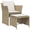 Image de Chaise de jardin avec tabouret vidaXL beige résine tressée