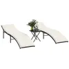 Image de vidaXL Lot de 2 Chaises Longues avec Table, Bain de Soleil, Transat de Terrasse, Siège de Jardin Patio Extérieur, Noir 368251