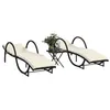 Image de vidaXL Chaises longues lot de 2 avec table noir résine tressée, lit de bronzage, chaise longue d'extérieur, lit de jour 368263