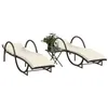 Image de vidaXL Chaises longues lot de 2 avec table marron résine tressée, lit de bronzage, chaise longue d'extérieur, lit de jour 368264