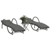 Image de vidaXL Chaises longues lot de 2 avec table gris résine tressée, lit de bronzage, chaise longue d'extérieur, lit de jour 368265