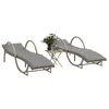 Image de vidaXL Chaises longues lot de 2 avec table beige résine tressée, lit de bronzage, chaise longue d'extérieur, lit de jour 368267