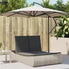 Image de vidaXL Chaise longue double avec coussins gris clair résine tressée, transat, lit de jour d'extérieur, lit de jour de 368095