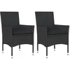 Image de 2 Chaises de jardin vidaXL avec coussins noir résine tressée