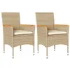 Image de Lot de 2 Chaises de jardin avec coussins vidaXL beige résine tressée