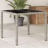 Image de vidaXL Table de Jardin avec Dessus en Verre, Table à Manger, Table de Repas, Meuble de Patio Terrasse Extérieur, Gris Clair 368122