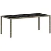 Image de Table de jardin vidaXL dessus en verre gris clair résine tressée