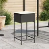 Image de Tabourets de bar jardin coussins lot de 2 noir résine tressée