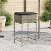 Image de Tabourets de bar jardin coussins lot de 2 gris résine tressée