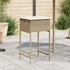 Image de Tabourets de bar jardin avec coussins lot de 2 beige poly rotin