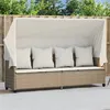 Image de vidaXL Chaise longue avec auvent et coussins beige résine tressée368357