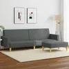 Image de vidaXL Canapé-lit à 2 places avec repose-pied gris foncé tissu