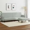 Image de vidaXL Canapé-lit à 2 places avec repose-pied gris clair velours