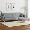 Image de vidaXL Canapé-lit à 2 places avec repose-pied gris clair tissu