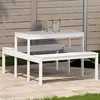 Image de vidaXL Table de Pique-nique, Table à Manger Rectangulaire, Meuble de Camping Jardin Terrasse Patio Extérieur, Moderne, Blanc 832558