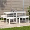 Image de vidaXL Table de Pique-nique, Table à Manger Rectangulaire, Meuble de Camping Jardin Terrasse Patio Extérieur, Moderne, Blanc 832563