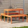 Image de vidaXL Table de Pique-nique, Table à Manger Rectangulaire, Meuble de Camping Jardin Terrasse Patio Extérieur, Moderne, Cire 844647