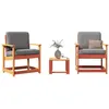 Image de Salon de jardin 3 pcs cire marron bois de pin massif