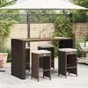 Image de vidaXL Tabourets de bar jardin coussins lot de 4 marron résine tressée, tabouret, tabouret de bar extérieur, chaise de bar, 368688