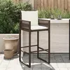 Image de vidaXL Tabourets de bar jardin coussins lot de 2 marron résine tressée, tabouret, tabouret de bar extérieur, chaise de bar, 368706