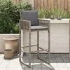 Image de Tabourets de bar jardin coussins lot de 2 gris résine tressée