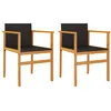 Image de 2 Chaises de jardin vidaXL noir résine tressée et bois massif