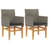Image de Lot de 2 Chaises de jardin vidaXL avec coussins gris résine tressée et bois