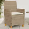 Image de vidaXL Lot de 2 Chaises de Jardin avec Coussins, Sièges avec Accoudoirs, Fauteuils de Terrasse Patio, Moderne, Beige Résine 368719