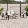 Image de Salon de jardin Vidaxl resine tressee marron 4 pieces 122.0 x 57 x 78 3 personnes