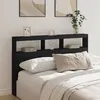 Image de Armoire tête de lit avec LED noir 160x17x102 cm