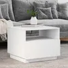 Image de vidaXL Table Basse avec Lumières LED, Table d'Appoint, Bout de Canapé, Meuble de Salon Salle de Séjour, Moderne, Blanc Bois 839826