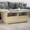 Image de vidaXL Table Basse avec Lumières LED, Table d'Appoint avec Tiroirs, Bout de Canapé, Meuble de Salon Salle de Séjour, 839835
