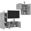 Image de vidaXL Unités Murales TV 4 pcs, Armoires de Télévision Suspendues avec Rangement, Meubles Télé de Salon, Moderne, Gris Béton Bois d'Ingénierie