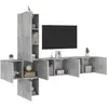 Image de vidaXL Unités Murales TV 5 pcs, Armoires de Télévision Suspendues avec Rangement, Meubles Télé de Salon, Moderne, Gris Béton Bois d'Ingénierie
