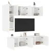 Image de vidaXL Unités Murales TV 5 pcs, Armoires de Télévision Suspendues avec Rangement, Meubles Télé de Salon, Moderne, Blanc Bois d'Ingénierie