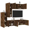Image de vidaXL Unités Murales TV 5 pcs, Armoires de Télévision Suspendues avec Rangement, Meubles Télé de Salon, Moderne, Chêne Fumé Bois d'Ingénierie