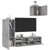 Image de vidaXL Unités Murales TV 4 pcs, Armoires de Télévision Suspendues avec Rangement, Meubles Télé de Salon, Moderne, Gris Béton Bois d'Ingénierie