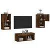 Image de vidaXL Meubles TV Muraux avec Lumières LED 4 pcs, Armoires de Télévision Suspendues, Meubles Télé Flottants, Moderne, Chêne Fumé Bois d'Ingénierie