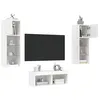 Image de vidaXL Meubles TV Muraux avec Lumières LED 4 pcs, Armoires de Télévision Suspendues, Meubles Télé Flottants, Moderne, Blanc Bois d'Ingénierie