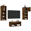 Image de vidaXL Meubles TV Muraux avec Lumières LED 4 pcs, Armoires de Télévision Suspendues, Meubles Télé Flottants, Moderne, Chêne Fumé Bois d'Ingénierie