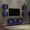 Image de vidaXL Unités Murales TV avec LED 7 pcs, Armoires de Télévision Suspendues, Meubles Télé de Salon, Moderne, Chêne Fumé Bois 3216587