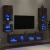 Image de vidaXL Unités Murales TV avec LED 8 pcs, Armoires de Télévision Suspendues, Meubles Télé de Salon, Moderne, Chêne Fumé Bois 3216594